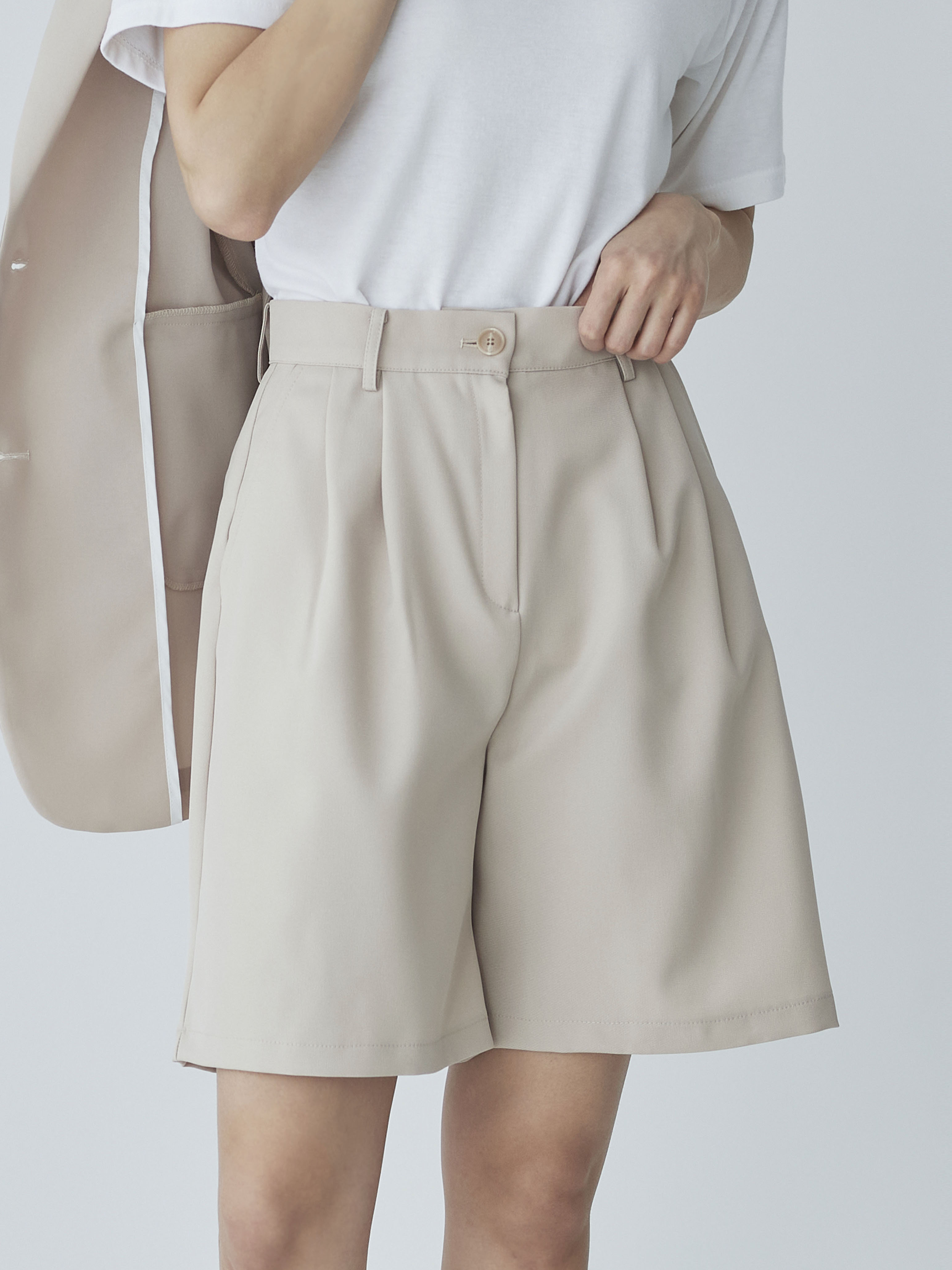 리틀마켓 썸머 와이드 5부 핀턱 버뮤다팬츠 PF04B0