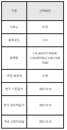 미국주식 선택배당 CCD