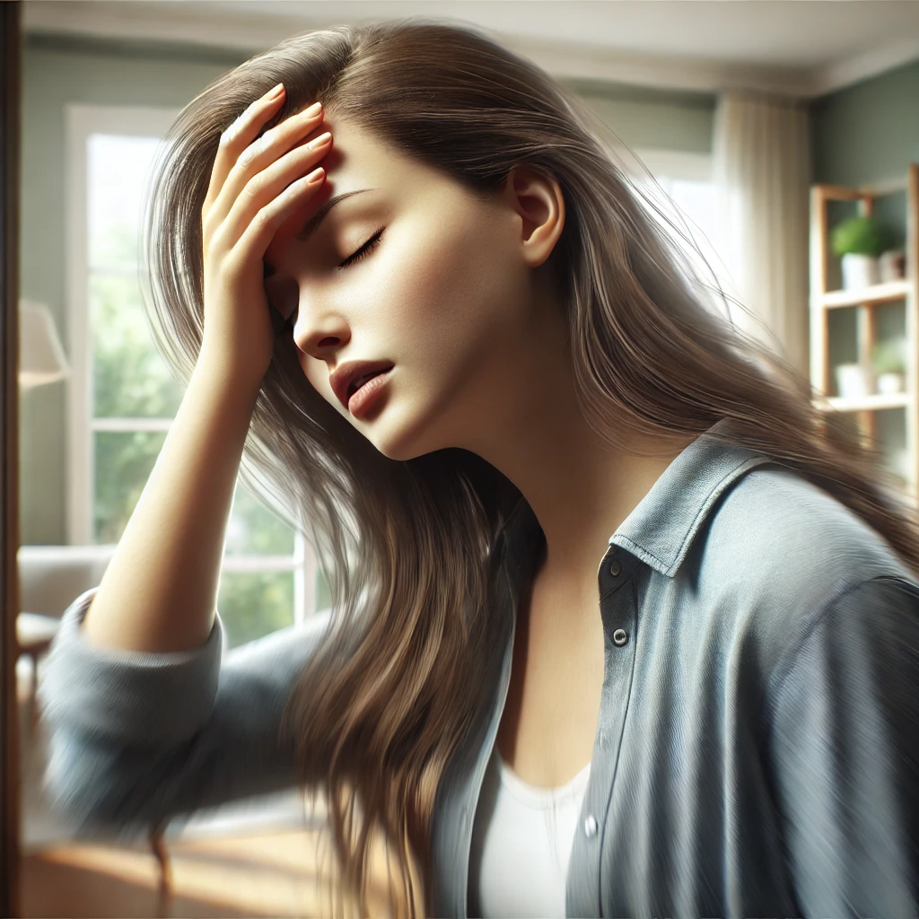 기립성 저혈압 모습을 보이는 여성의 모습