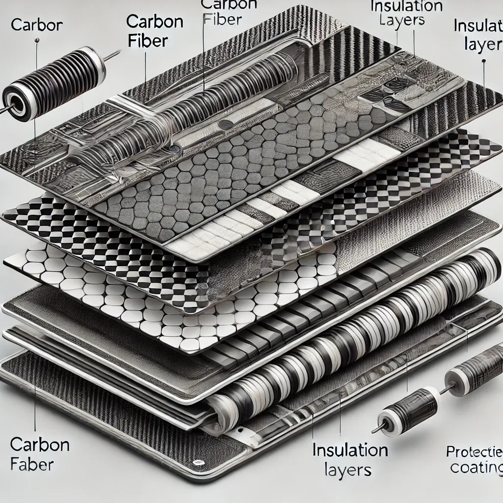 카본매트의 탄소섬유 구조와 균일한 열 전달을 설명하는 인포그래픽