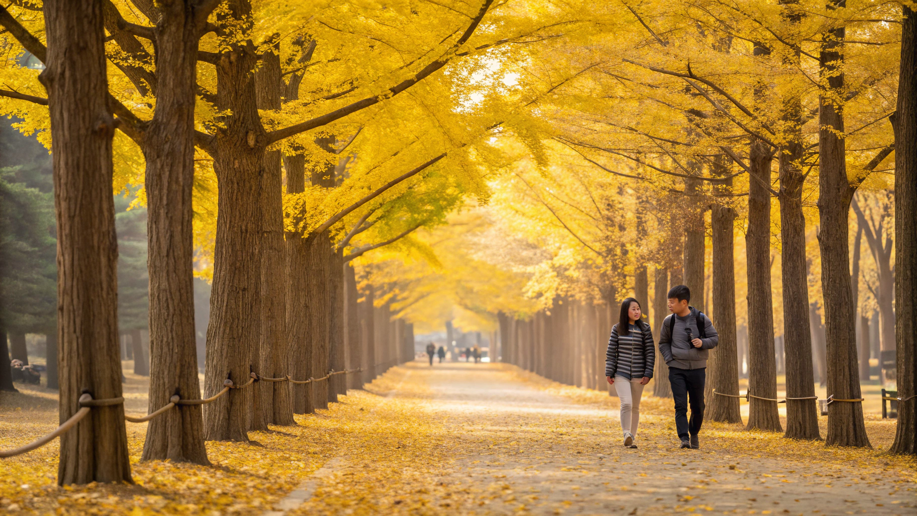 은행나무길 사진 촬영 - 황금빛 가을을 걷다
가을이면 남이섬 은행나무길이 황금빛으로 변신해 환상적인 풍경을 만들어냅니다.
노란 낙엽길을 걷거나 사진을 찍으면 누구나 로맨틱한 인생샷을 남길 수 있습니다.