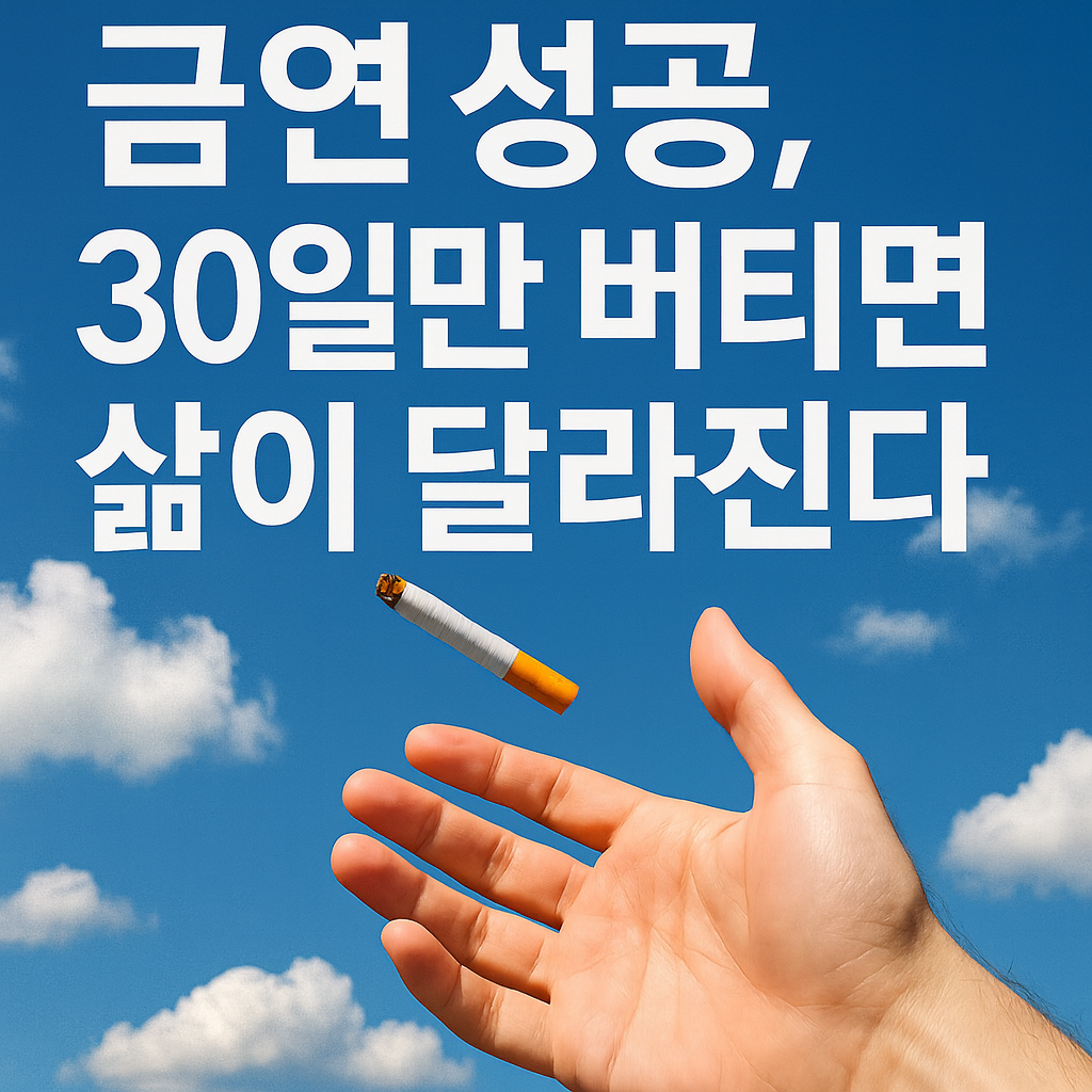 금연 성공을 상징하는 담배를 버리는 장면