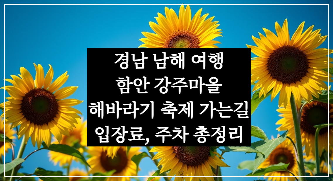 경남 남해 여행, 함안 강주 마을 해바라기 축제 가는길, 입장료, 주차 정보
