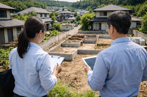 건폐율 적용을 위한 주거지역 대지 현장 조사 모습