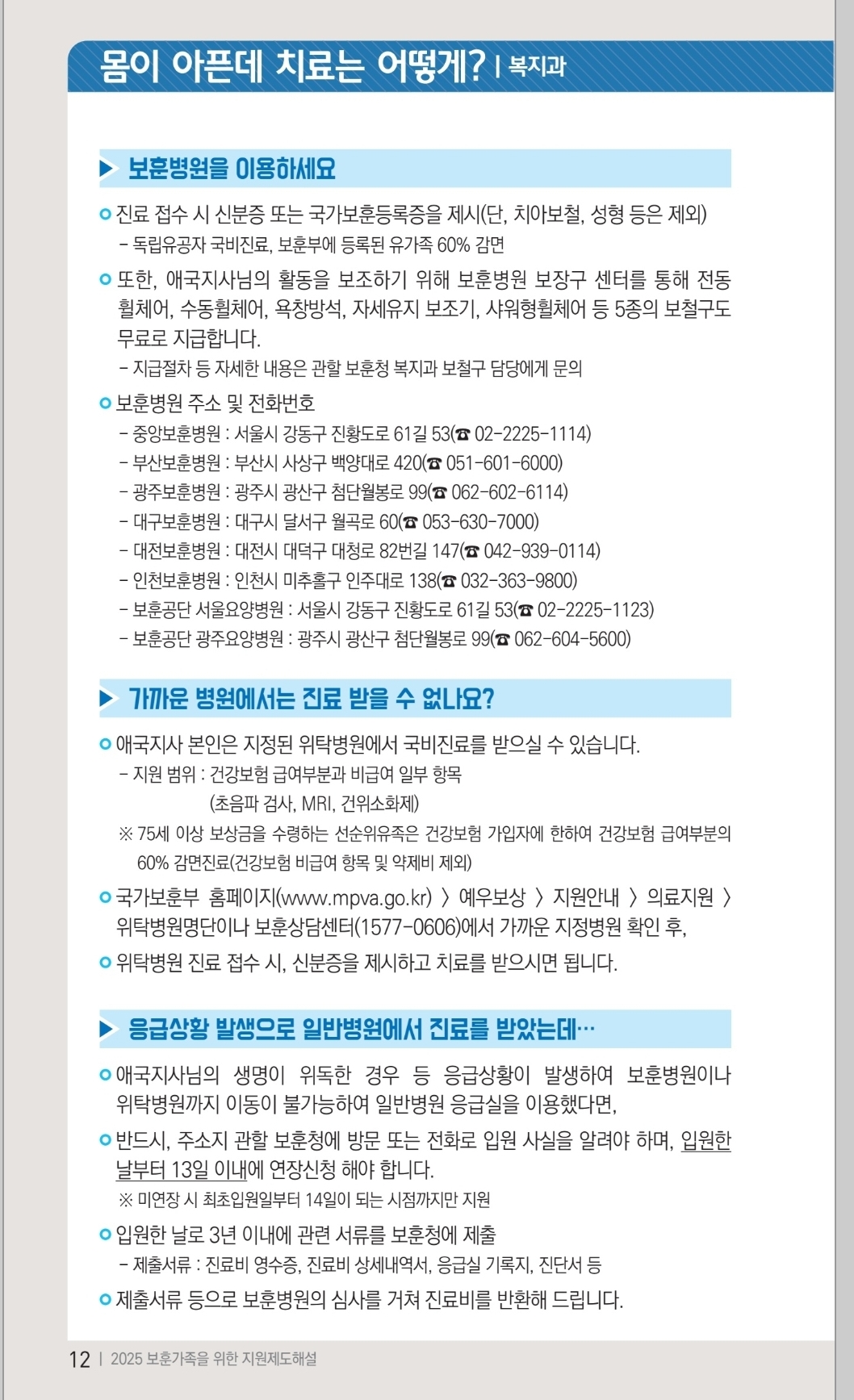 2026 보훈병원 위탁병원 명단 : 국가유공자, 고엽제후유증, 보훈보상자
