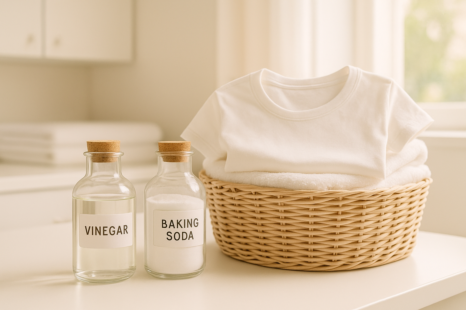 화학세제 대신 천연재료를 사용하는 친환경 세탁의 개념을 표현