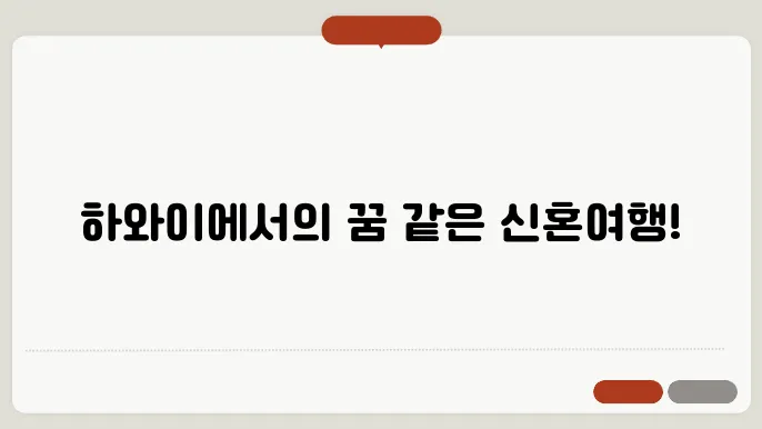 하와이 신혼여행 일정
