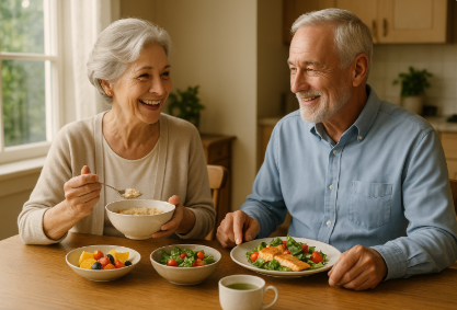 시니어 음식 먹는 모습