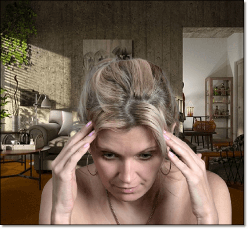 스트레스에 시달리는 갱년기 여성