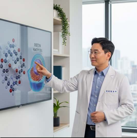 미국 메이요 클리닉(Mayo Clinic) 연구팀의 발표에 따르면, 피세틴은 퀘르세틴이나 커큐민 등 다른 폴리페놀보다 노화 세포 제거 능력이 월등한 것으로 나타났습니다.