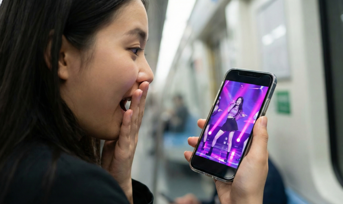 스마트폰으로 영상을 보며 감탄하는 MZ세대의 리얼한 반응