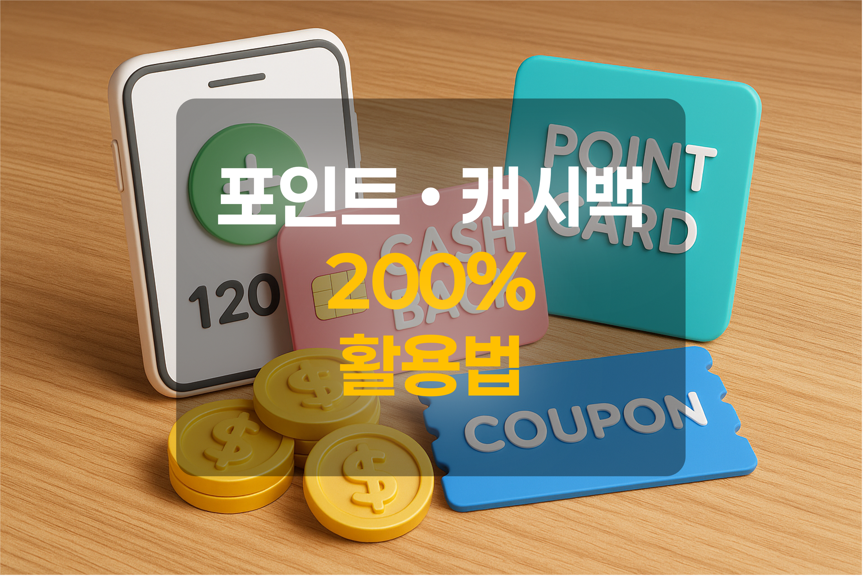 카드포인트, 캐시백 카드와 전화기, 화폐를 표현한 그림