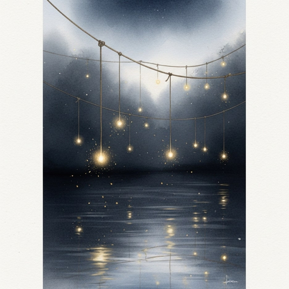 강물 위로 쏟아지는 아름다운 낙화 불꽃의 모습