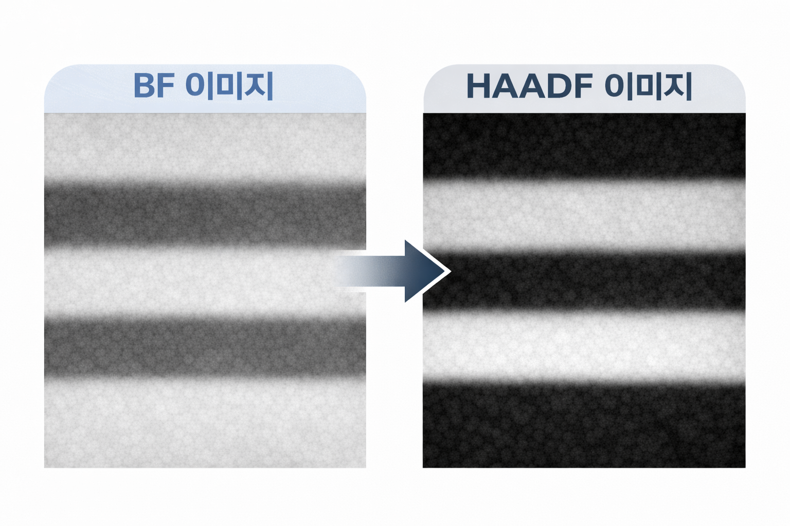 BF 이미지와 HAADF 이미지의 비교
