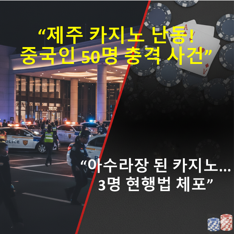 제주 카지노 중국인 50여 명 난동...현장 아수라장, 경찰 3명 체포