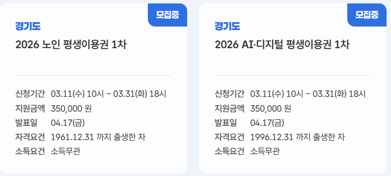 경기도 평생교육이용권 신청기간