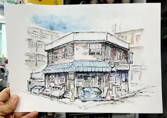 아크릴물감으로 어반스케치 그리기 파주 프로방스 카페로즈에서_26