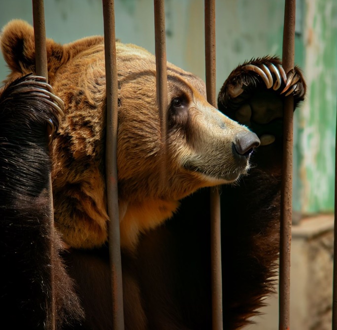 동물원을 탈출하려는 헛된 바람(made by Bing)