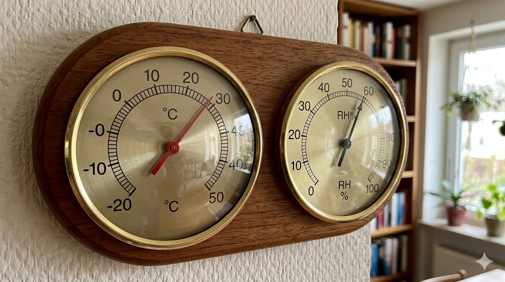 온도와 습도를 동시에 보여주는 아날로그 온습도계