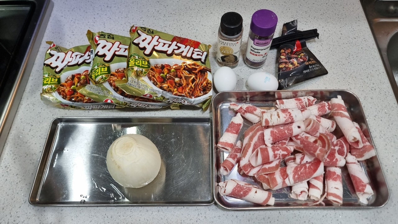 우삼겹 짜파게티 재료