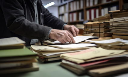 등기서류 검토하는 모습