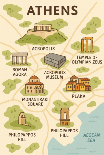 그리스 아테네 여행 지도 사진
