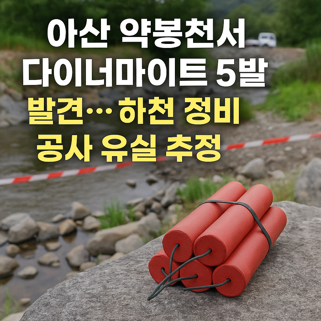 아산 약봉천서 다이너마이트 5발 발견