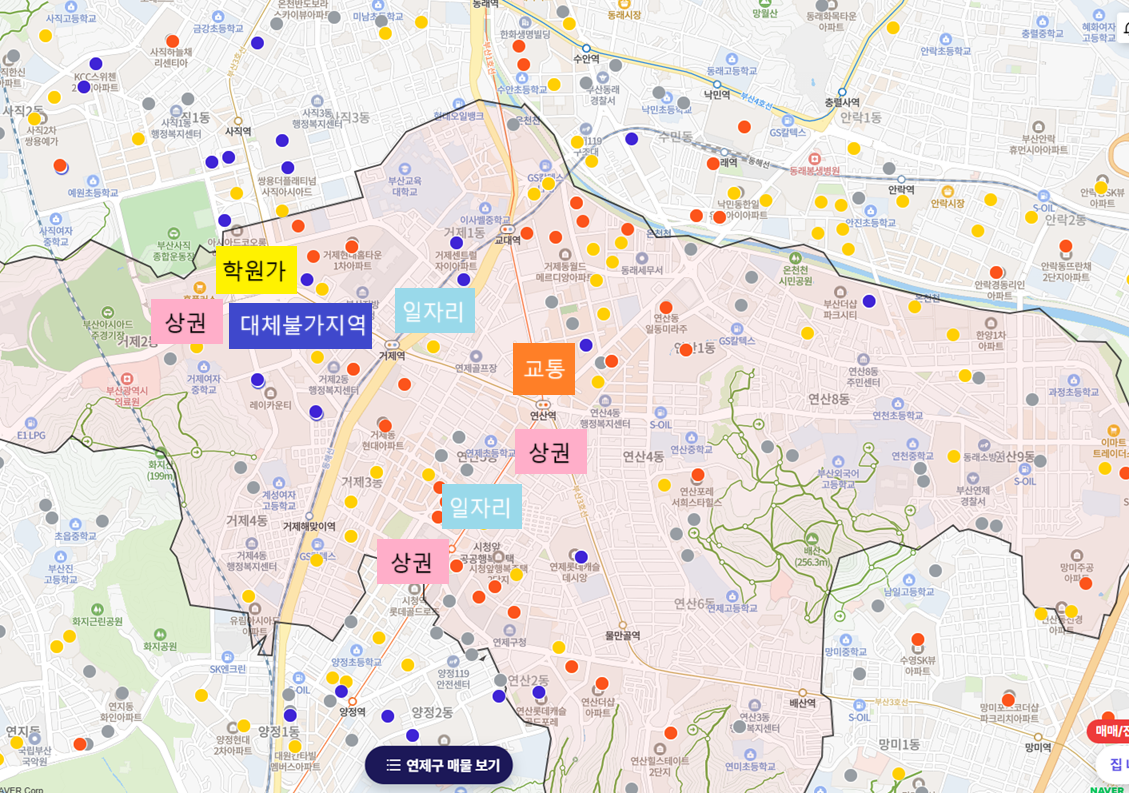 부산시 연제구 입지지도