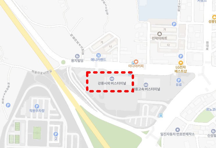 강릉시외버스터미널 위치-지도