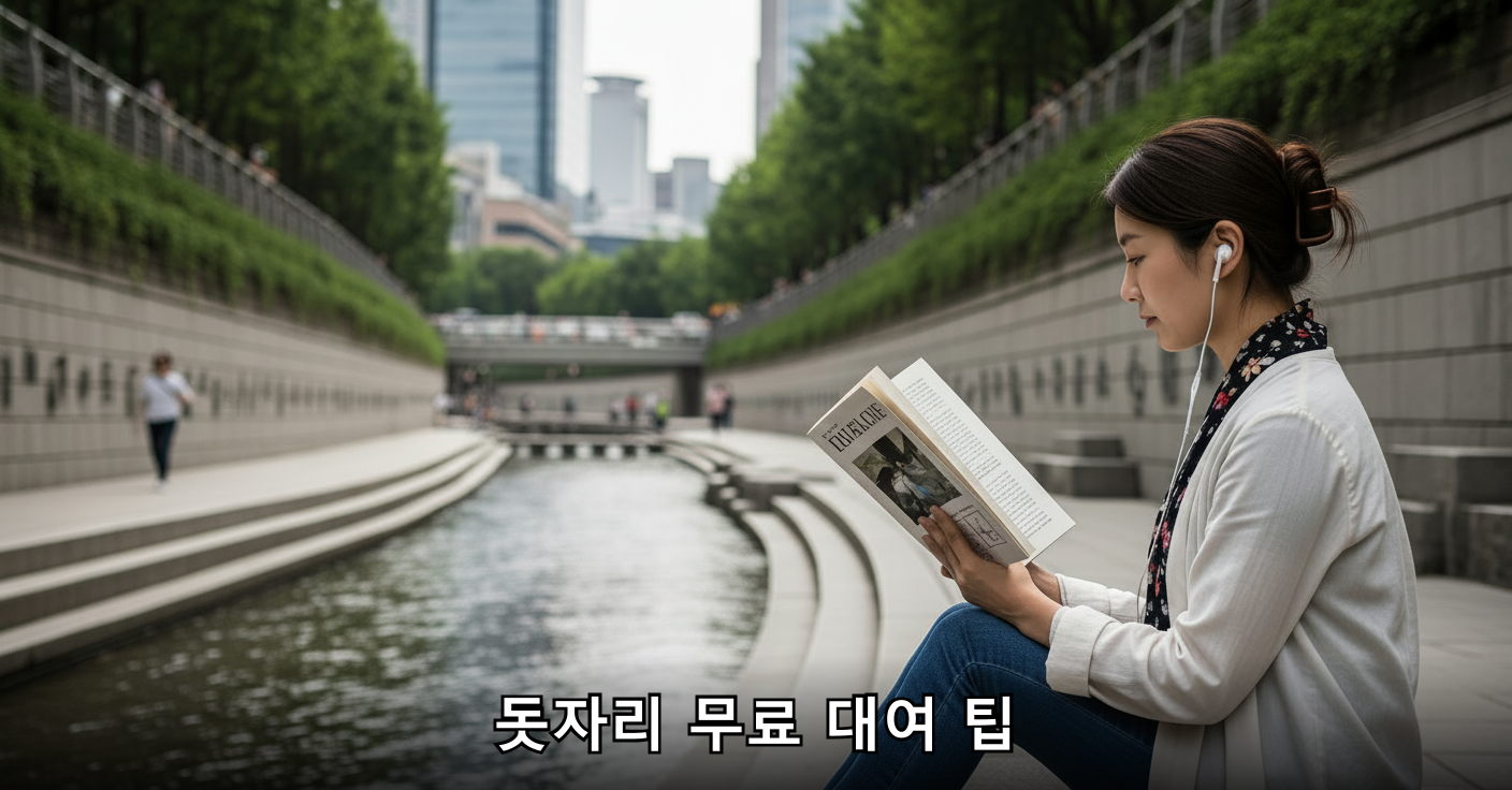 청계천 물소리 들으며 책 읽는 모습