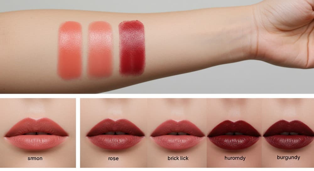 팔·입술 2부위 립스틱 발색 4컬러 비교