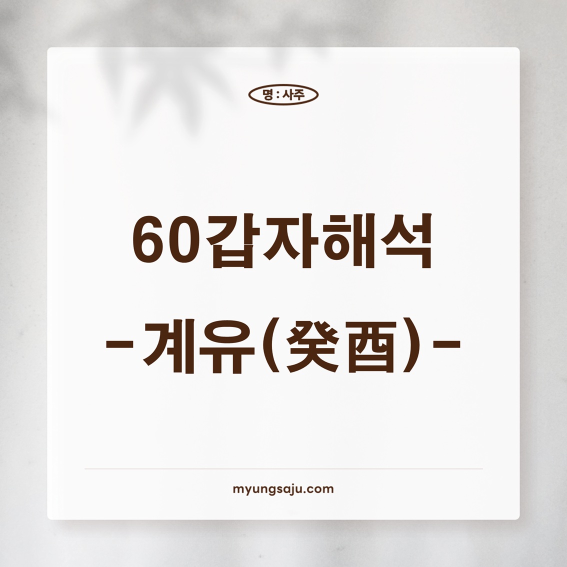 육십갑자 해석 (60갑자) - 계유일주, 계유년주, 계유시주, 계유월주, 계유대운, 계유세운, 계유일운