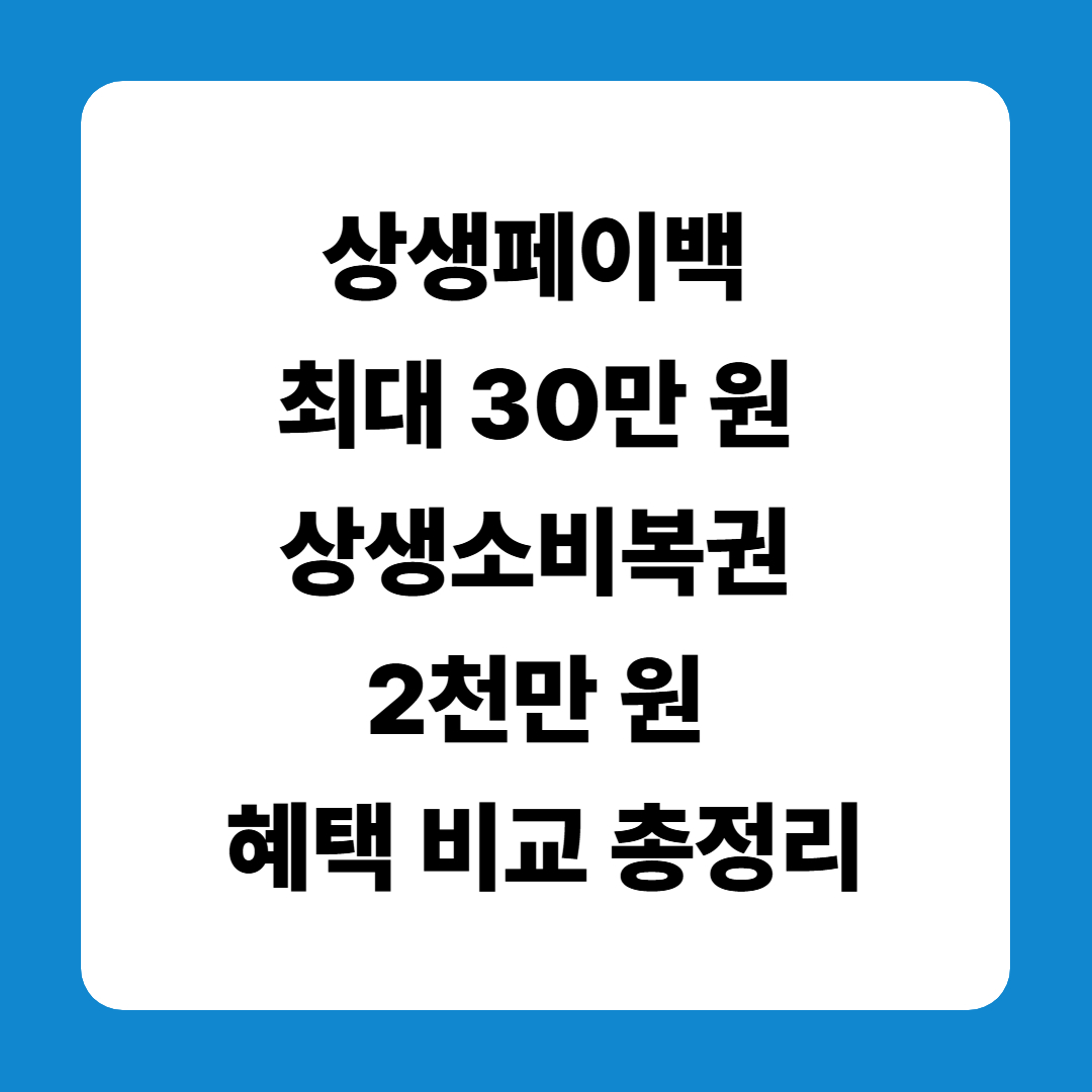 상생페이백 최대 30만 원 vs 상생소비복권 2천만 원? 혜택 비교 총정리