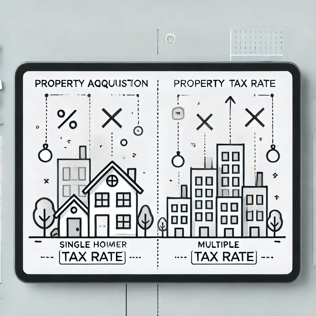 1주택자와 다주택자의 취득세율 차이를 비교하는 그래픽