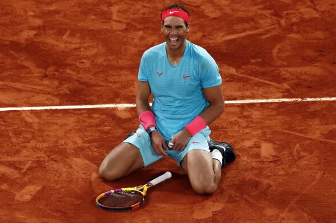 우승후 기뻐하는 라파엘 나달