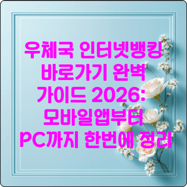 우체국 -인터넷뱅킹 -바로가기 -완벽 가이드- 2026 -모바일앱부터- PC까지 -한번에 정리