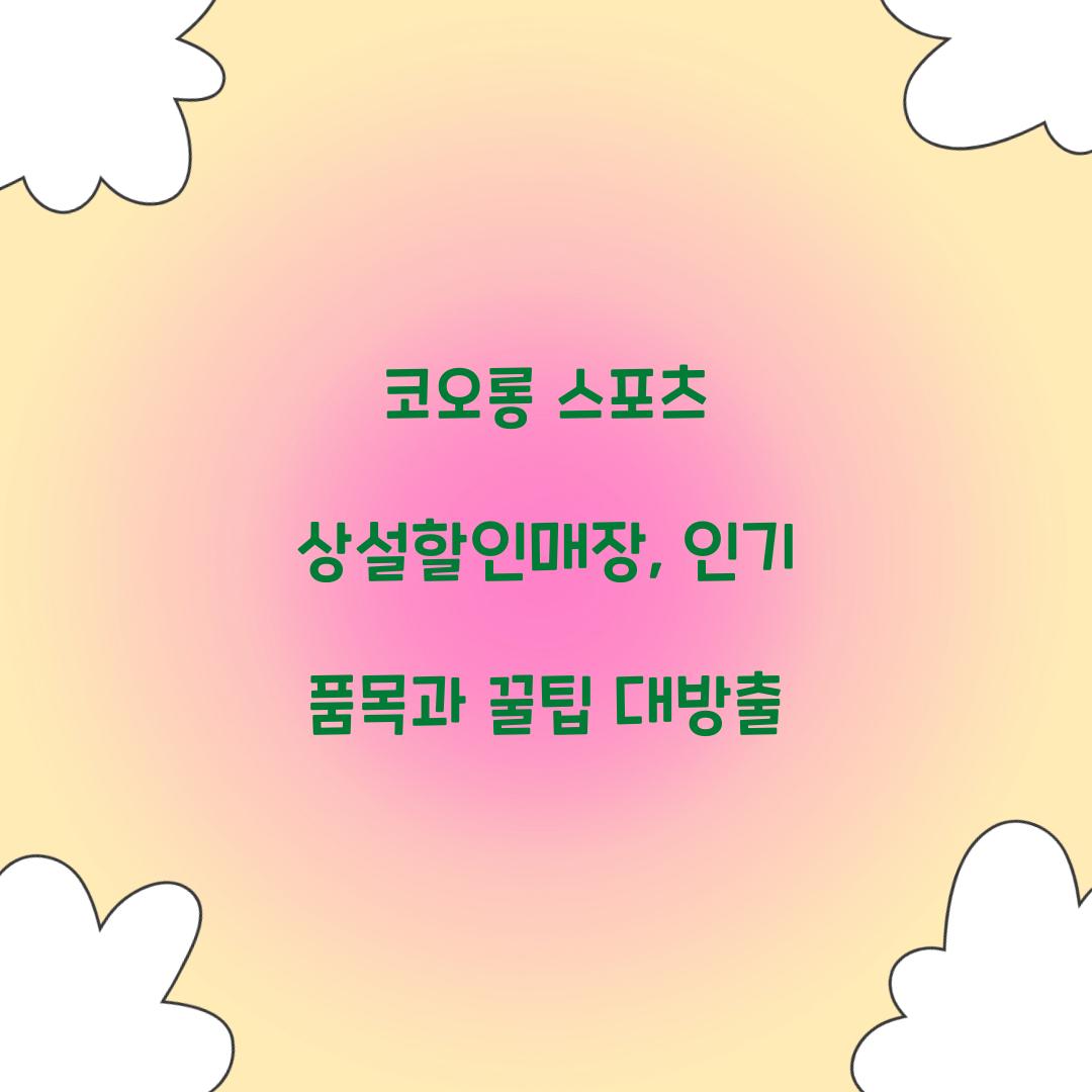 코오롱 스포츠 상설할인매장