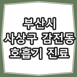 부산시 사상구 감전동 호흡기 내과 진료 동네 병원