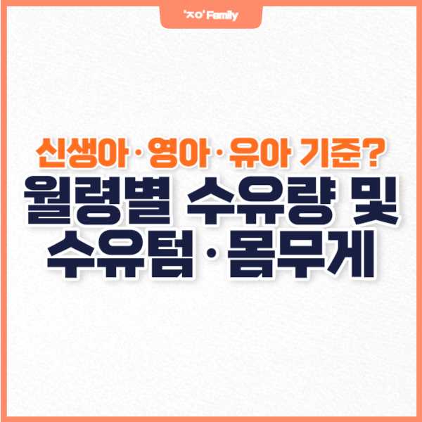 신생아 영아 유아 기준, 월령별 수유