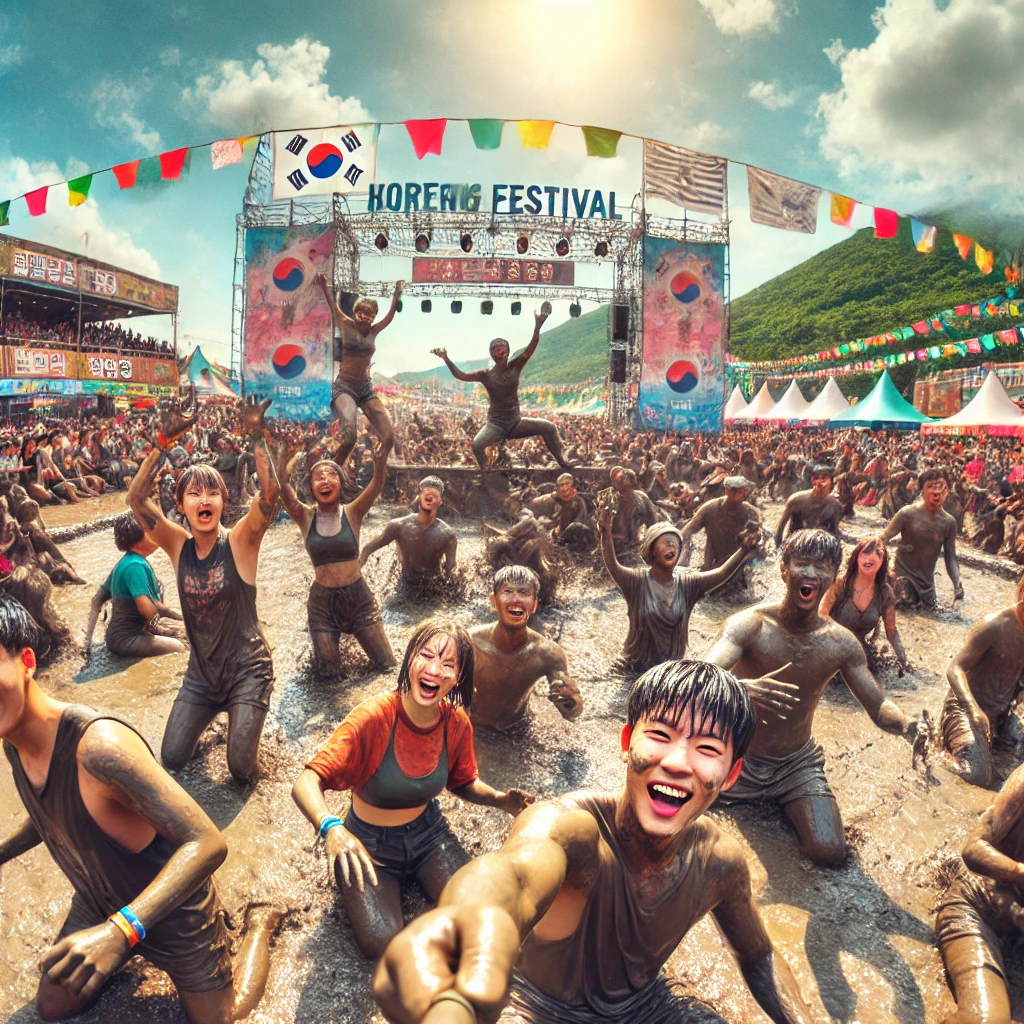 많은사람들이 즐기고있는 머드축제 사진