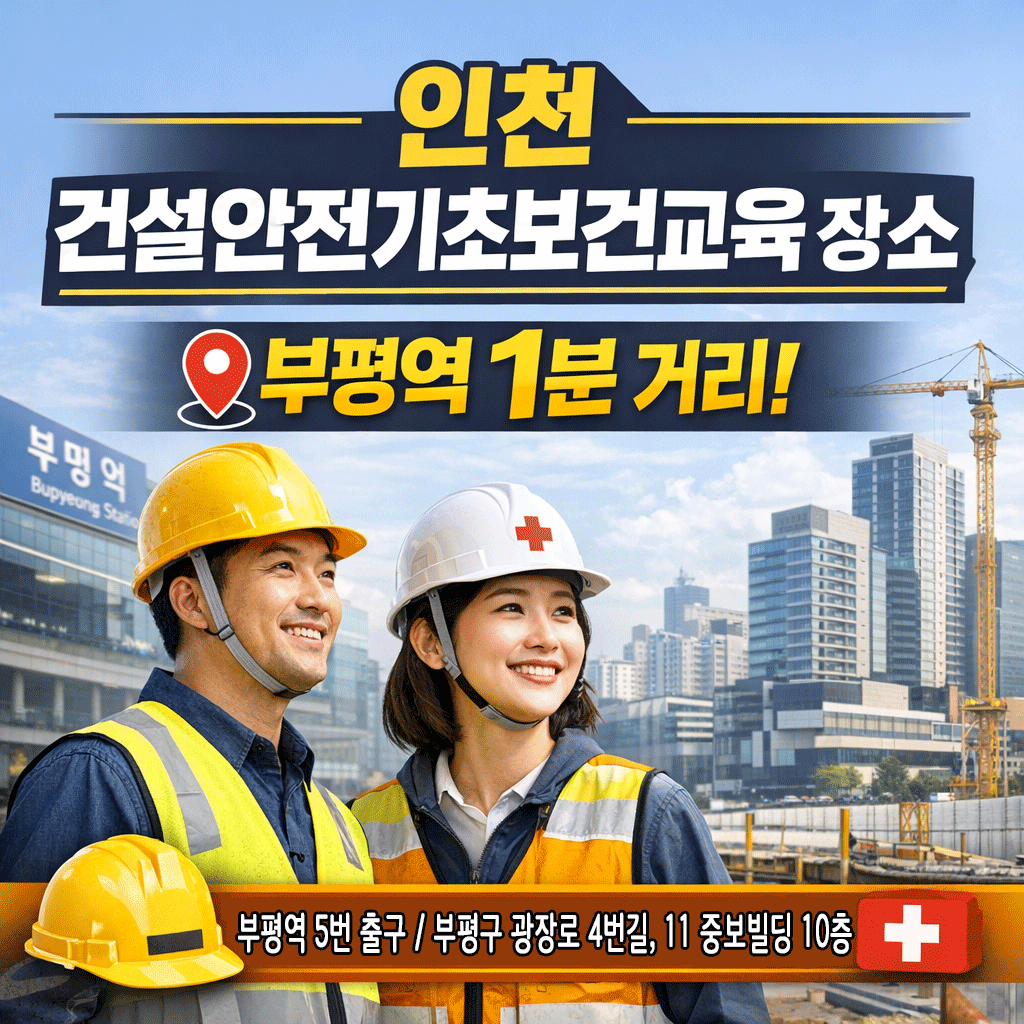 인천 건설안전기초보건교육 장소 부평역 1분 거리, 무료교육 안내