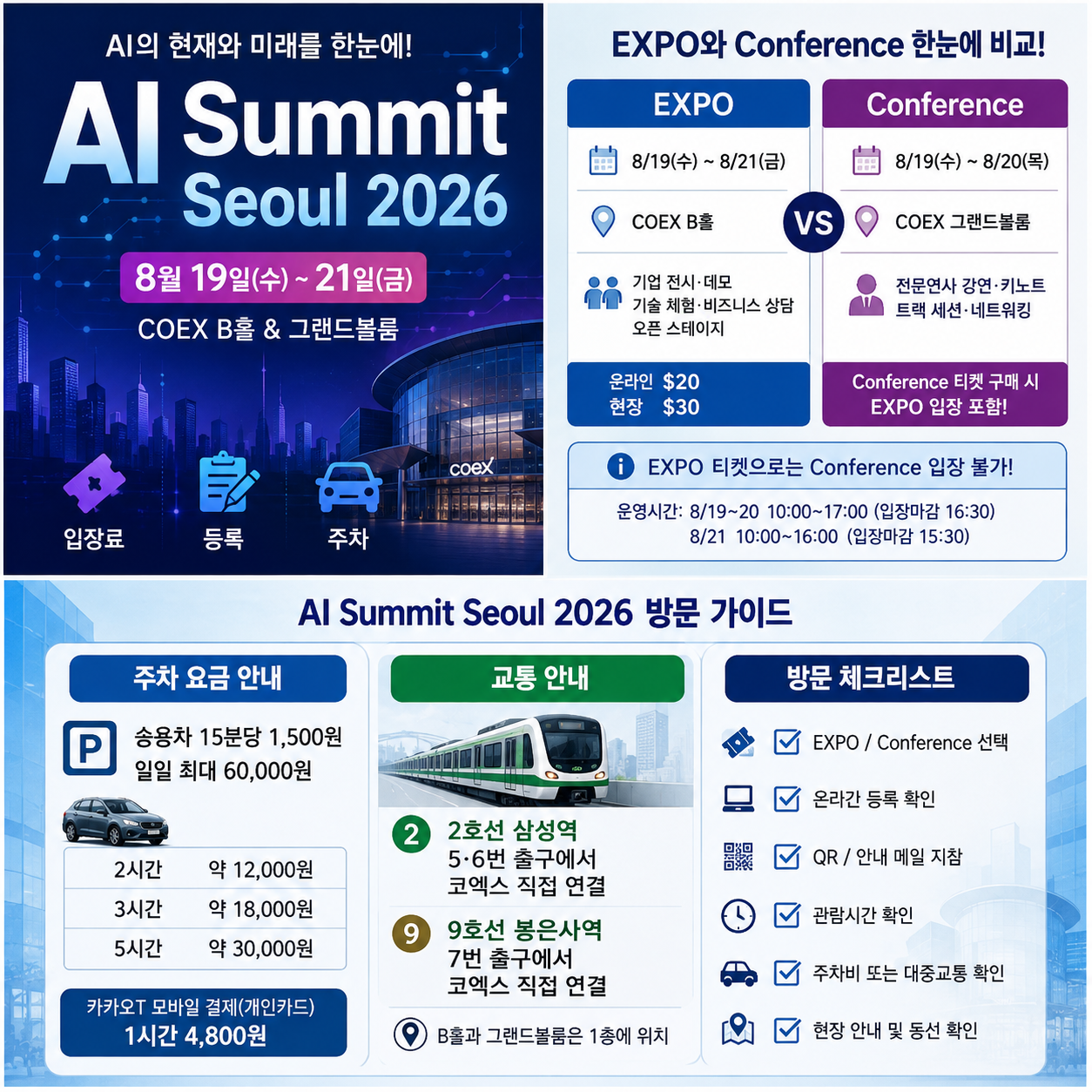 AI Summit Seoul EXPO 컨퍼런스 일정 장소 차이