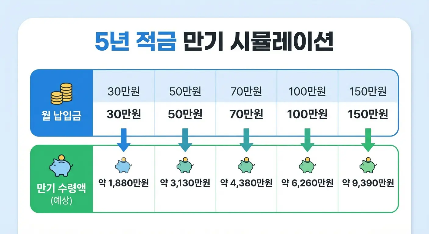 청년도약계좌 5년 만기 수령액 예시