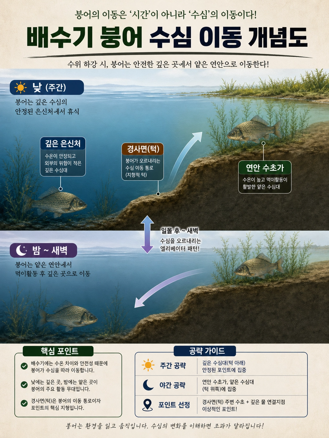 배수기_붕어_수심이동_개념도