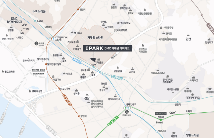 DMC 가재울 아이파크 입지지도