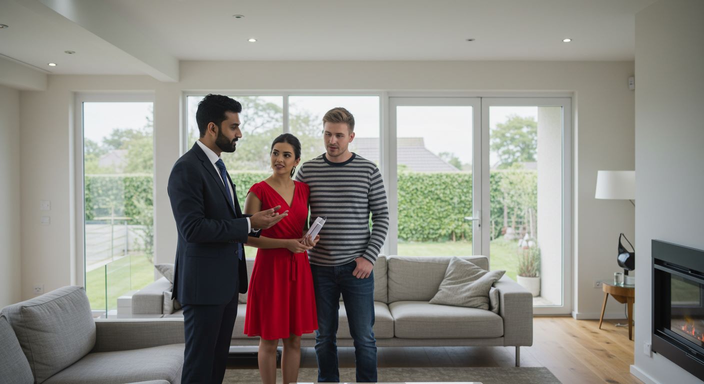 아파트 실내를 구경하는 부부 사진