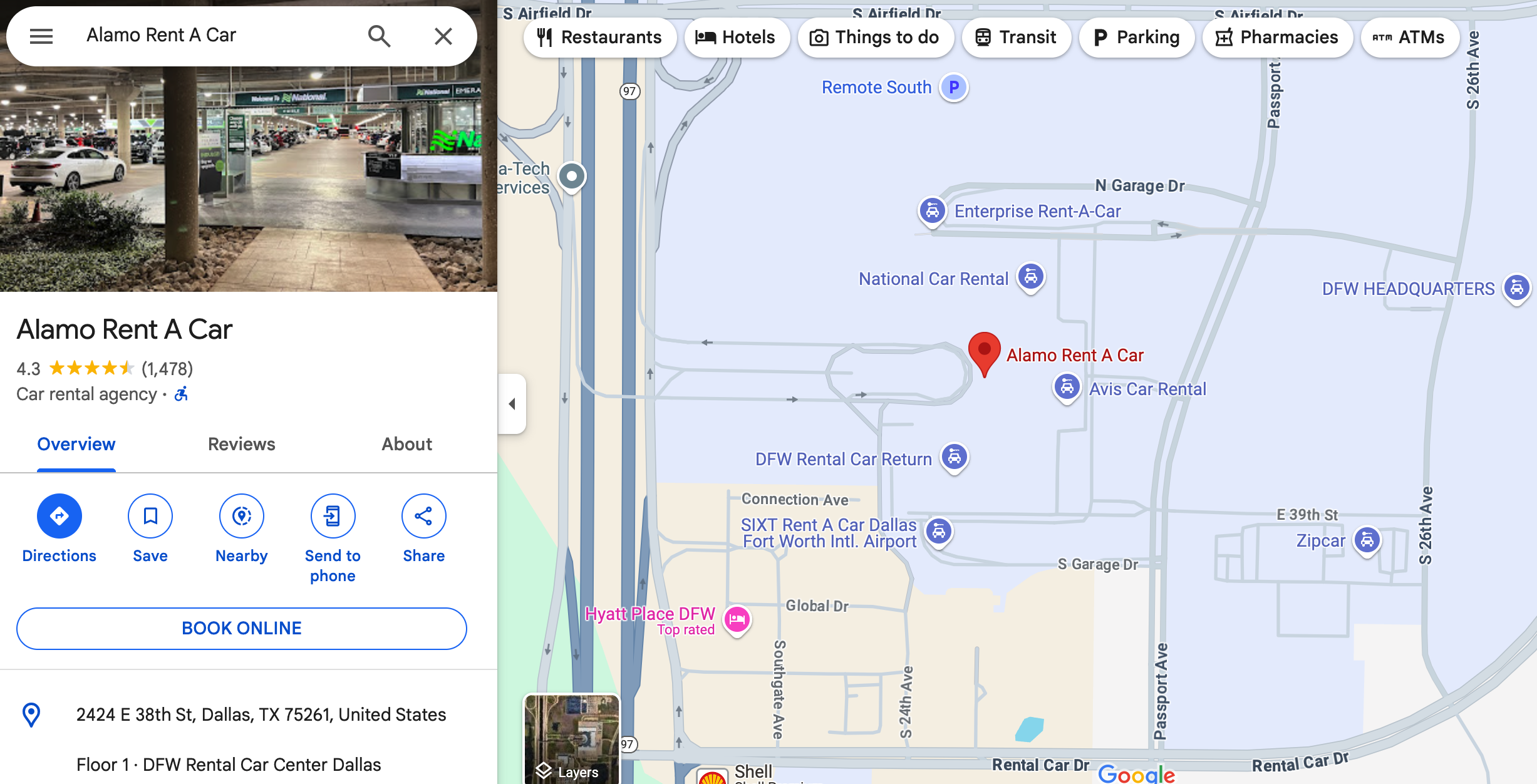 알라모 렌트카 반납 장소 관련 정보입니다.