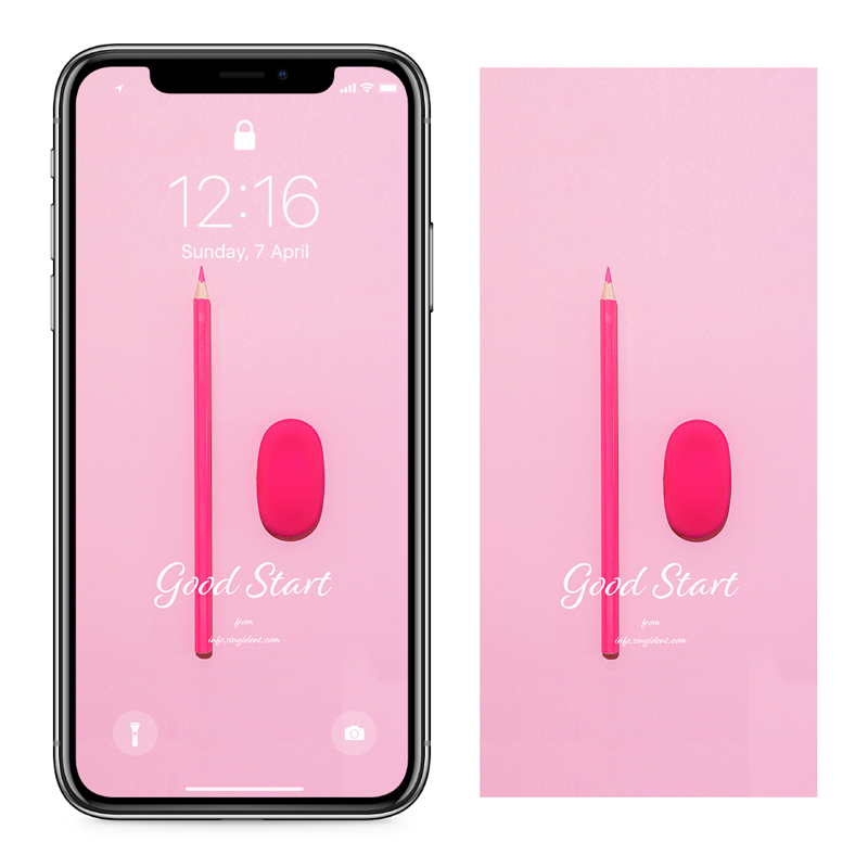 10 핑크색 연필과 지우개 C - Good Start 아이폰핑크배경화면