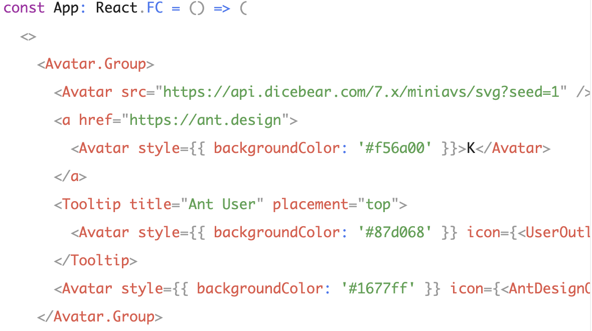Antd - Avatar Group code