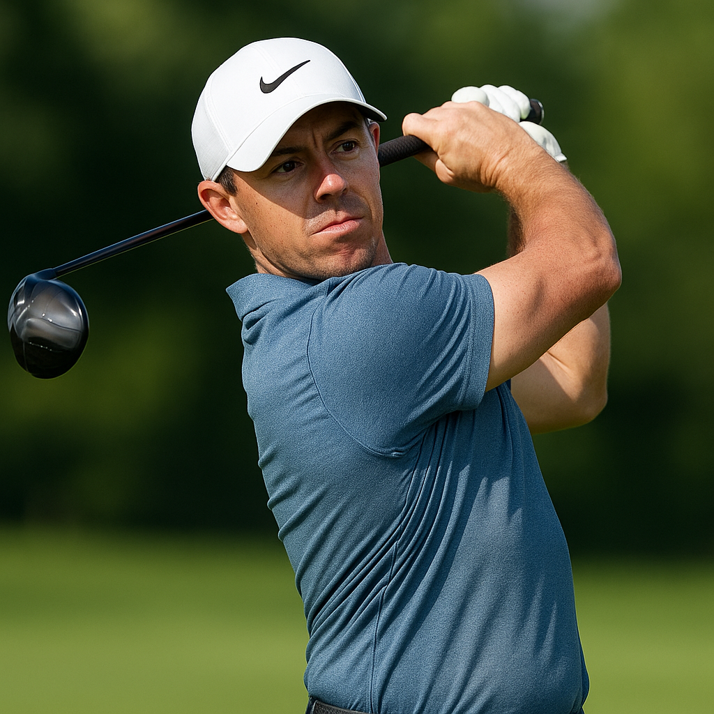 남자 프로 골퍼의 드라이버 정타 맞추는 순간 머리고정과 팔의 모습